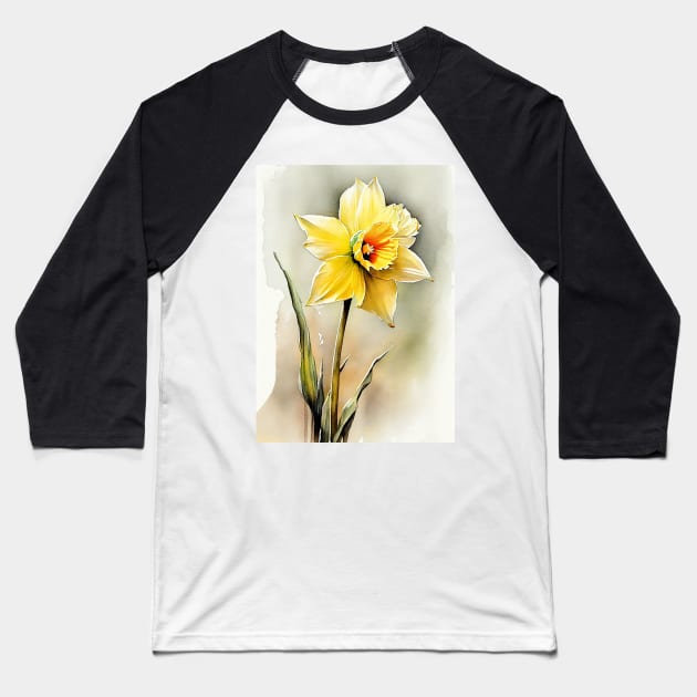 Daffodil watercolor art Baseball T-Shirt by JBJart